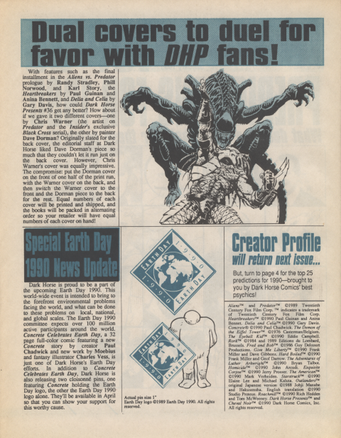 Dark Horse Insider January 1990 page 2