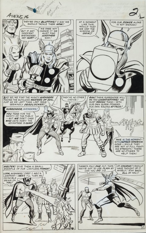Avengers issue 16 page 2 by Jack Kirby and Dick Ayers.  Source.