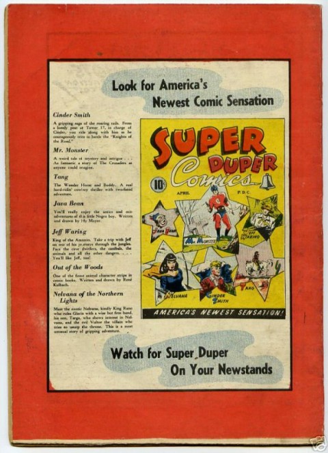 Back cover of Dizzy Don No. 3 Showing Super Duper Comics No. 3. Notice the "America's Newest Sensation" logo on the bottom of the cover just as it is on the bottom of the Dizzy Don No. 3 cover.