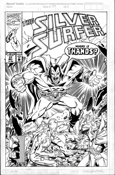 Silver Surfer issue 37 cover by Ron Lim.  Source.