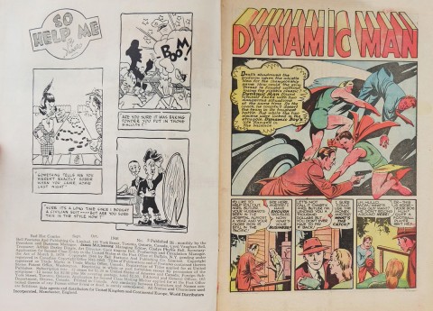 Inside front cover and first splash for Red Hot Comics No. 3 with a Bill Thomas art and the guts of Chesler's Dynamic Comics No. 18.