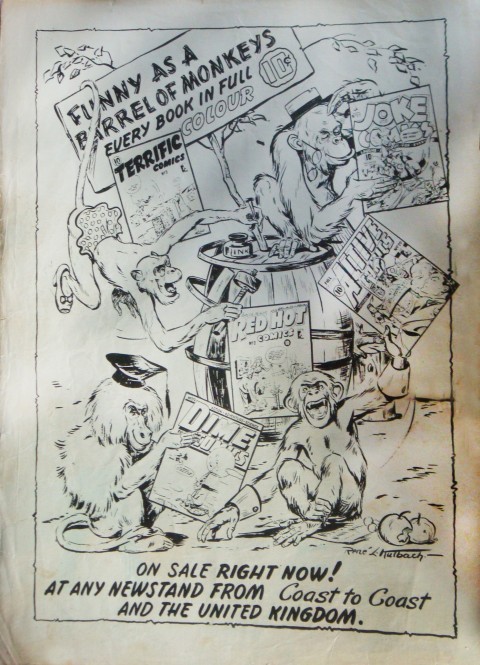 Inside front cover of Unusual Comics No. 1 featuring a Rene Kulbach illustration reminiscent of the New Active No. 30 cover.