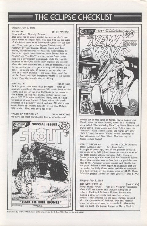 Eclipse Extra! No. 19 July 1986 Page 2