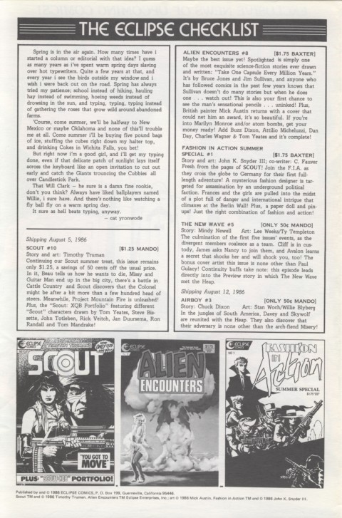 Eclipse Extra! No. 20 August 1986 Page 2