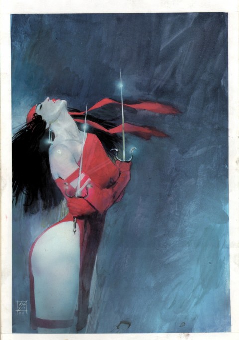 The Comics Journal issue 107 cover by Bill Sienkiewicz.  Source.