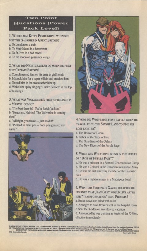 The X-Men Mutant Trivia Book 1990 Page 2