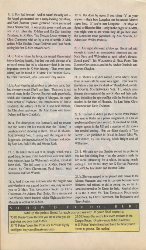 The X-Men Mutant Trivia Book 1990 Page 7