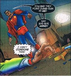 An inverted Superman vs. Jimmy Olsen just doesn’t feel like a fair fight at all.