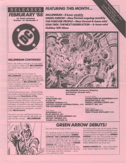 DC Releases February 88 Page 1