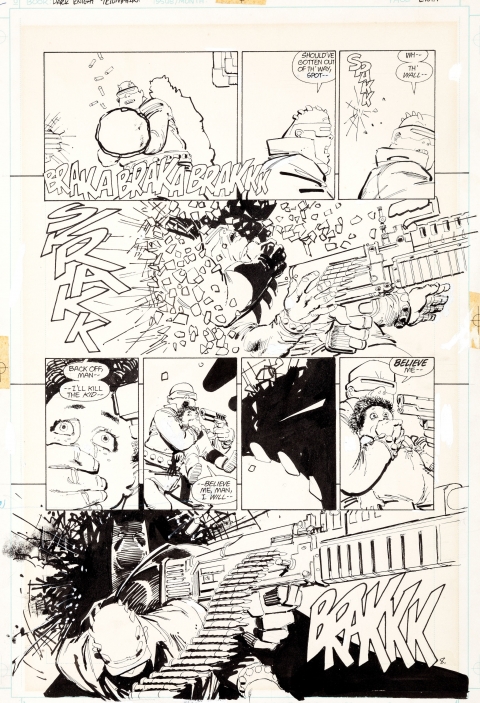 Dark Knight Returns issue 2 page 8 by Frank Miller and Klaus Janson.  Source.