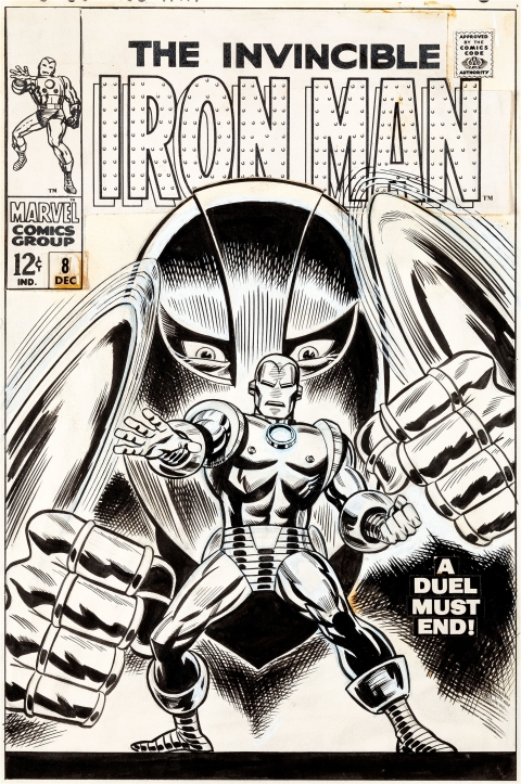 Iron Man issue 8 cover by George Tuska and Frank Giacoia.  Source.