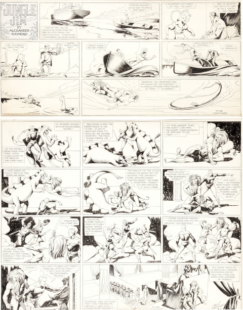 Jungle Jim and Flash Gordon Sundays 3-4-1934 by Alex Raymond.  Source.