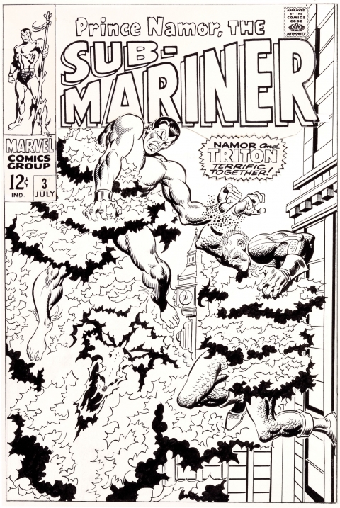 Sub-Mariner issue 3 cover by John Buscema and Frank Giacoia.  Source.