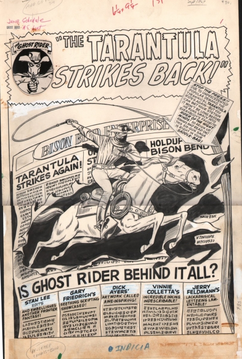 The Ghost Rider issue 5 splash by Dick Ayers and Vince Colletta.  Source.