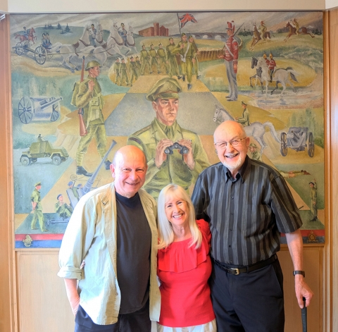 Me, Patti and Bob Hamilton in front of Doris Titus' painting tribute to the 56th Brantford Artillery Regiment