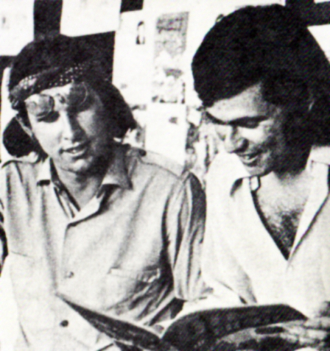 Patrick Loubert and Michael Hirsh reading an original copy of Dime Comics in 1971