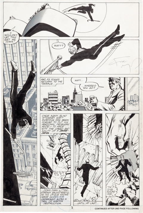 Daredevil issue 163 page 3 by Frank Miller and Joe Rubinstein. Source.