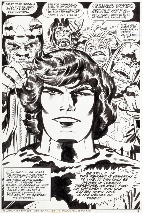 Eternals issue 8 page 6 by Jack Kirby and Mike Royer.  Source.