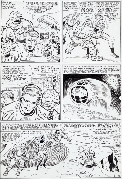 Fantastic Four issue 38 page 9 by Jack Kirby and Chic Stone.  Source.