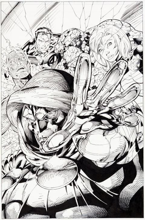 Fantastic Four issue 5 cover by Jim Lee and Scott Williams.  Source.