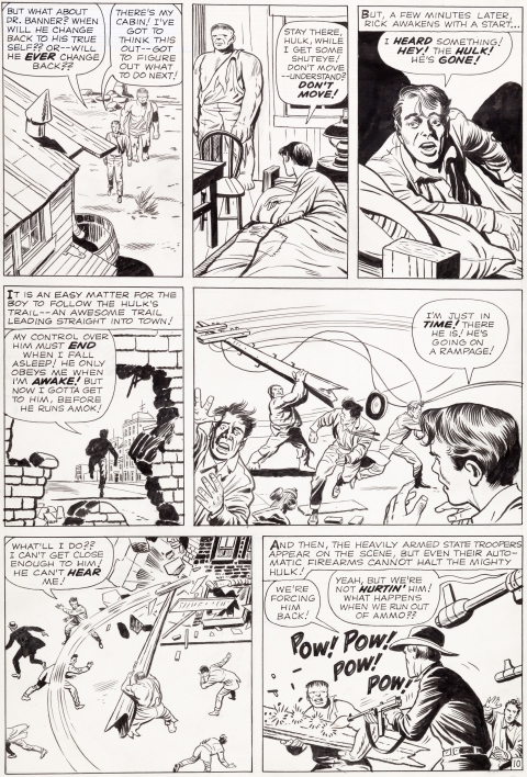 Incredible Hulk issue 3 page 10 by Jack Kirby and Dick Ayers.  Source.