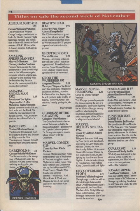 Marvel Requirer November 1992 page 4