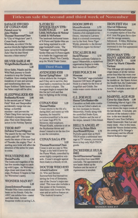 Marvel Requirer November 1992 page 5