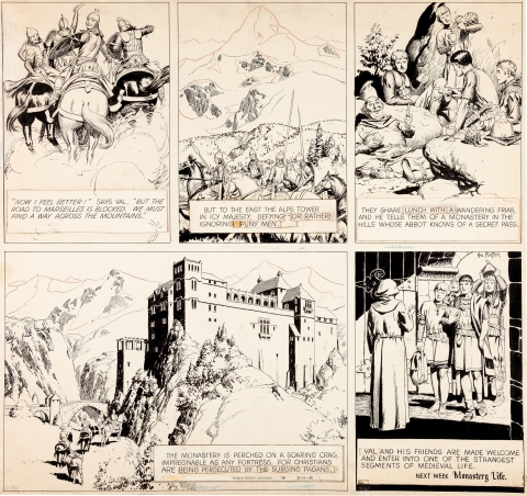 Prince Valiant partial Sunday 2-11-1951 by Hal Foster.  Source.