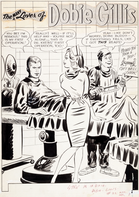 The Many Loves Of Dobie Gillis issue 22 splash by Bob Oksner.  Source.