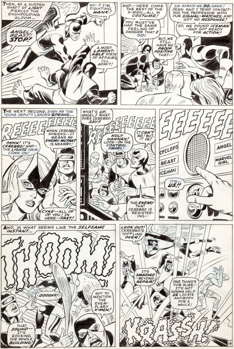 X-Men issue 32 page 14 by Werner Roth and John Tartaglione.  Source.