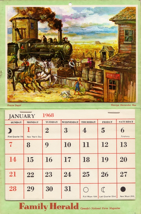 A 1968 calendar insert for the Family Herald Magazine by Rae.