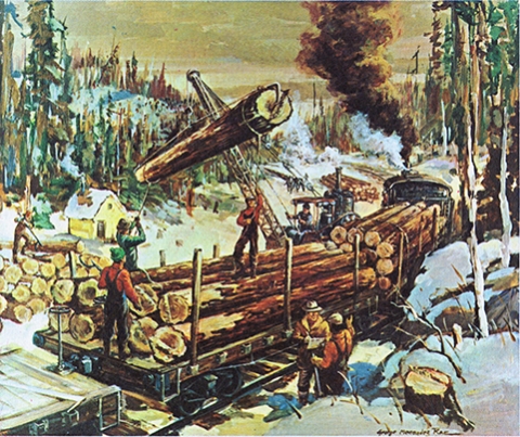 Mechanization of the Lumber Industry painting by Rae