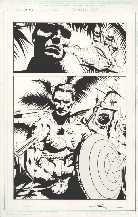 Captain America issue 15 page 22 by Jae Lee.  Source.