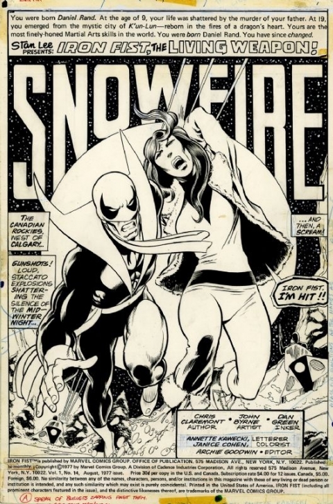 Iron Fist issue 14 splash by John Byrne and Dan Green.  Source.