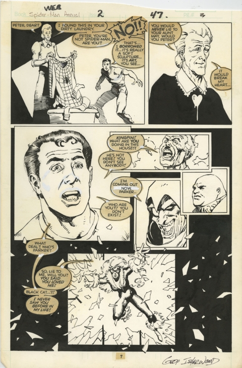 Web Of Spider-Man Annual 2 page 7 by Mike Mignola and Geof Isherwood.  Source.