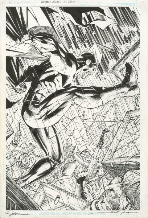 All-Star Batman and Robin The Boy Wonder issue 7 splash by Jim Lee and Scott Williams.  Source.