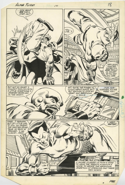 Alpha Flight issue 16 page 14 by John Byrne and Bob Wiacek.  Source.