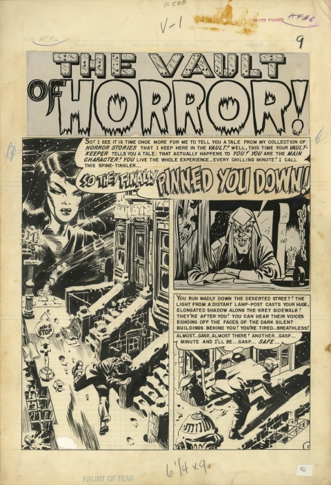 Haunt Of Fear issue 6 page 1 by Wally Wood.  Source.