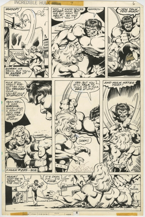 Incredible Hulk Annual 7 page 6 by John Byrne and Bob Layton.  Source.