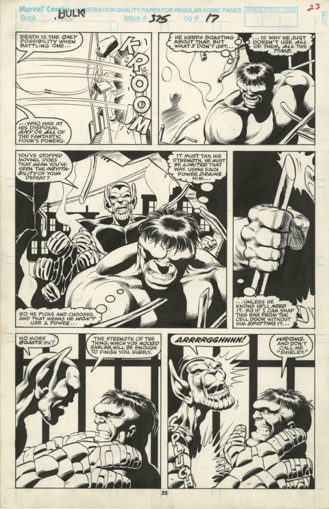 Incredible Hulk issue 375 page 23 by Dale Keown and Bob McLeod.  Source.