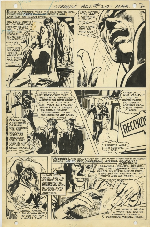 Strange Adventures issue 210 page 2 by Neal Adams.  Source.