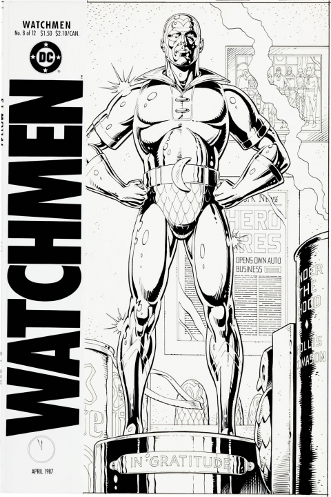 Watchmen issue 8 cover by Dave Gibbons.  Source.