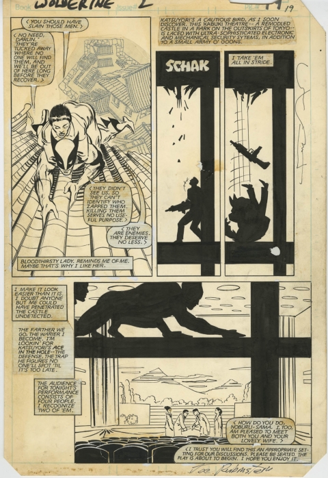 Wolverine issue 2 page 19 by Frank Miller and Joe Rubinstein.  Source.