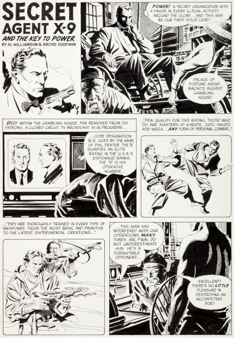 Flash Gordon issue 4 Secret Agent X-9 page 1 by Al Williamson. Source.