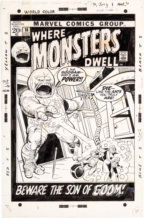 Where Monsters Dwell issue 16 cover by Gil Kane and Vince Colletta.  Source.