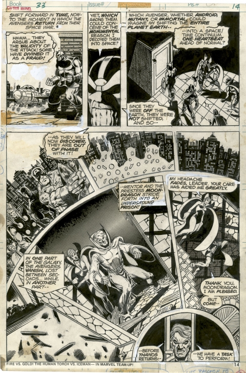 Captain Marvel issue 33 page by Jim Starlin and Klaus Janson. Source.